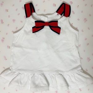 Janie and Jack bow top. 2T, White ruffle tank top.